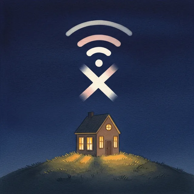 A house with a closed wifi symbol
