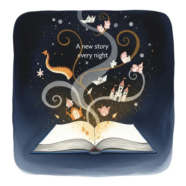 An open book with different scenes flowing out